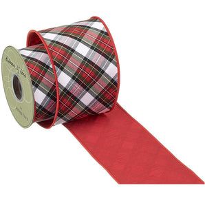 4" Red Green Black Plaid Ribbon