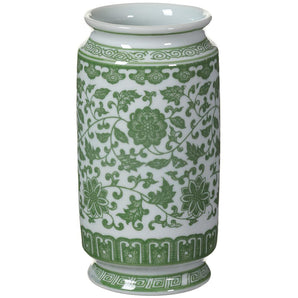 Green White Toile Vase