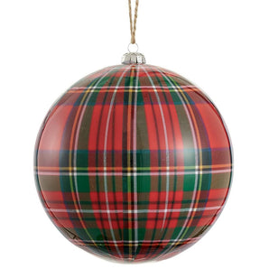 Red Plaid Ball Ornament