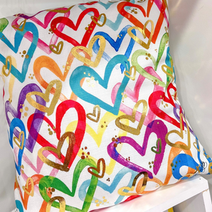 Colorful Confetti Hearts Pillow