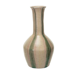 Small Green Striped Vase