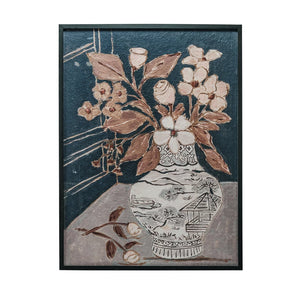 Urn + Flowers Framed Canvas Wall Art