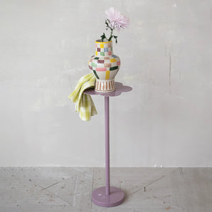 Check Pattern Stoneware Vase