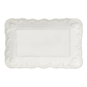Vietri Incanto Stone White Lace Small Rectangular Platter