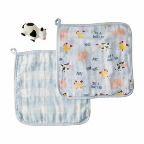 Cow Washcloth and Toy Set