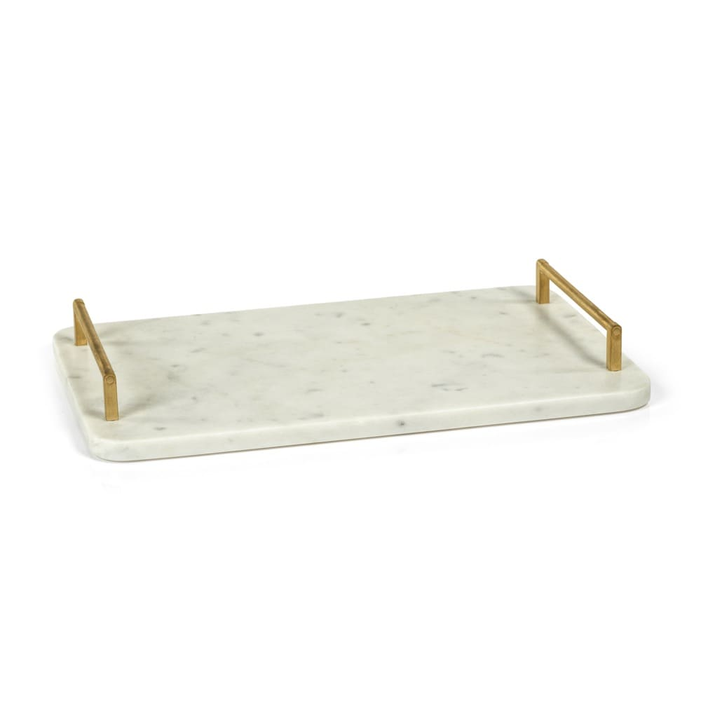 Andria Marble Tray with Gold Handles