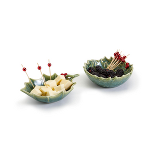 Holly Leaves Tidbit Dish Set
