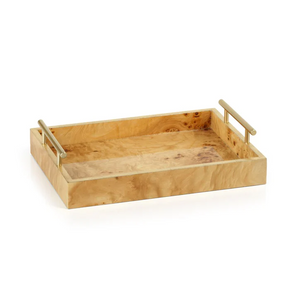 Leiden Burl Wood Tray with Gold