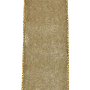 2.5" Soft Taupe Velvet with Gold Ribbon