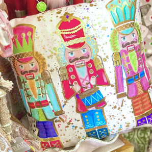 Multi Nutcracker Gold Foil Pillow