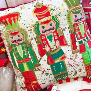 Multi Nutcracker Gold Foil Pillow