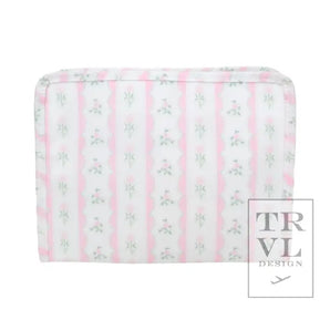 Ribbon Floral Pink Zip Pouch