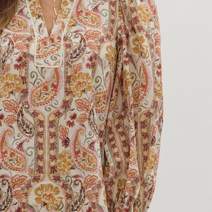 Paisley Print Long Sleeve Top