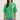 Green Solid Cuffed Short Sleeve Pleated Top