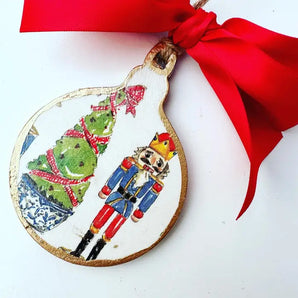 Chinoiserie Tree and Nutcracker Bauble Ornament