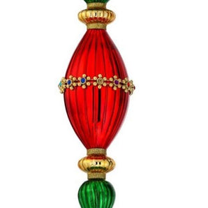 Jeweled Red/Green Long Finial Ornament