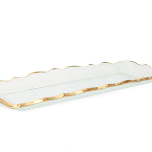 Glass Oblong Tray w/ Gold Edge