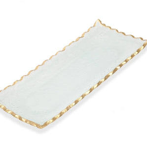 Glass Oblong Tray with Gold Edge