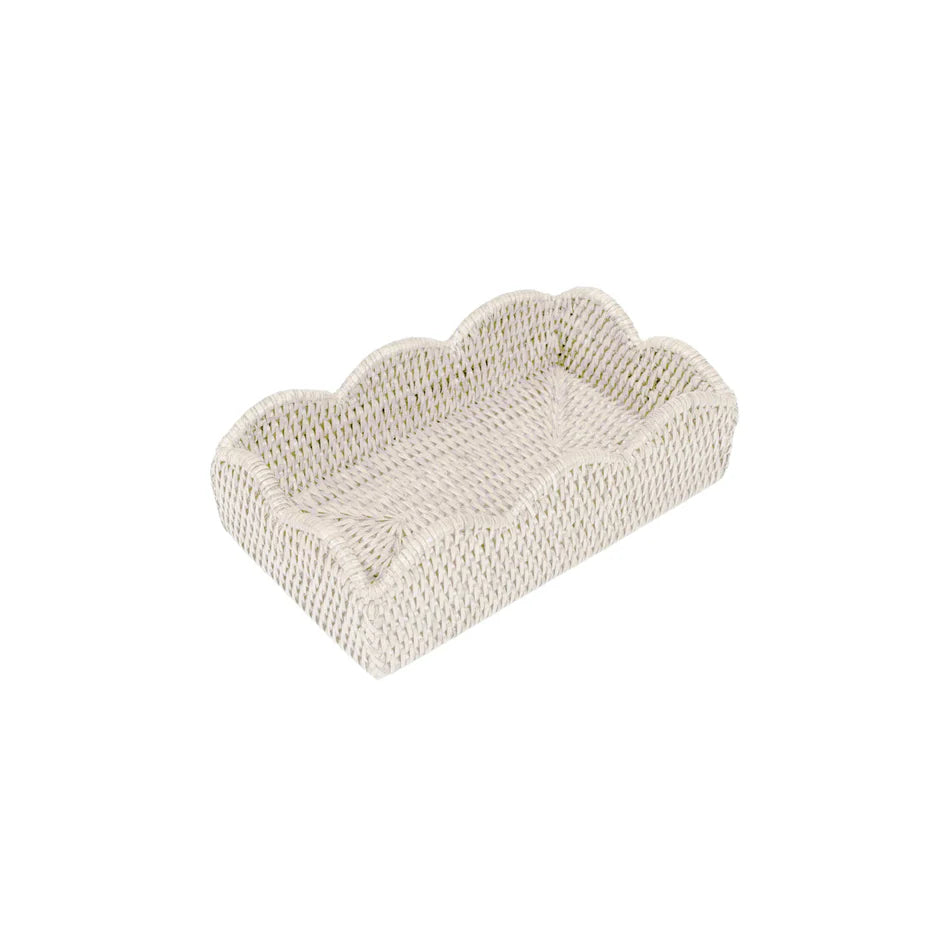 Caspari Rattan Scalloped Guest Towel Napkin Holder - Thumbnail 3