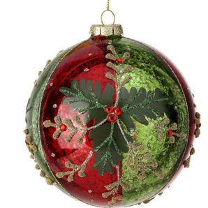 Red/Green Holly Jewel Ball Ornament