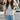 Grey/Blue Short Sleeve Striped Sweater Top