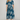 Teal Short Sleeve Smocked Waist Front Zip Midi Dress