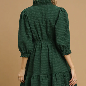 Ruffle Trim Textured Babydoll Dress