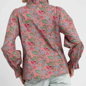 Bottup-Up Blouse with Ruffle Trim