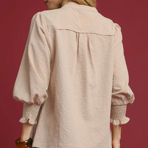 Textured V Neck Blouse