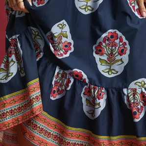 Flower Patch V Neck Midi Dress