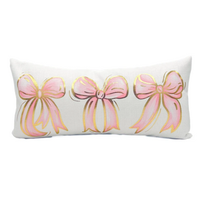 Light Pink Bows Gold Foil Pillow