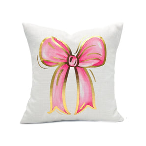 Barbie Pink Bow Gold Foil Pillow