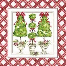 Holly Topiary Cocktail Napkin