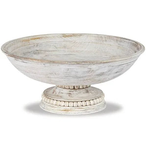 Beaded Wood Pedestal Bowl