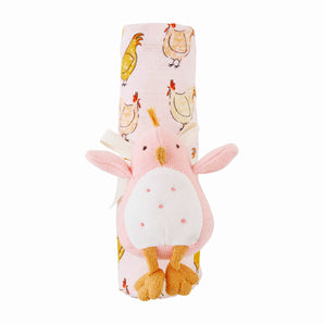 Pink Chicks Swaddle and Rattle