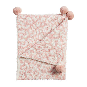 Pink Leopard Chenille Blanket