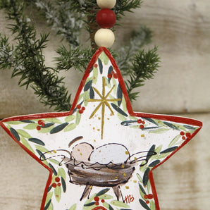 Wood Star Manger Ornament