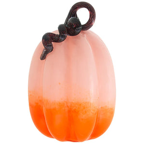 Ombre Pink/Orange Glass Large Pumpkin