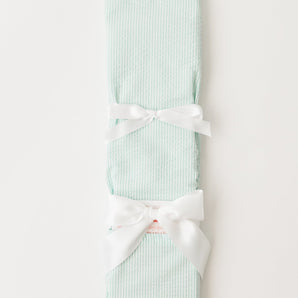 Mint Seersucker with White Ribbon Cake Knife - Birthday cake knife