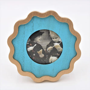 Wood Scalloped Turquoise Picture Frame