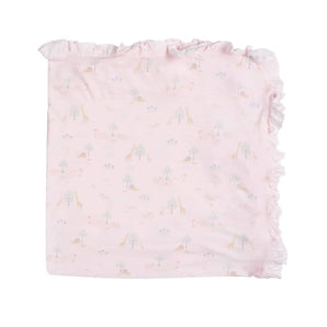 Magnetic Me Pink Serene Safari Ruffle Baby Blanket