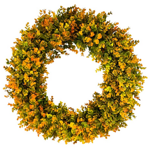 26" Orange Round Boxwood Wreath