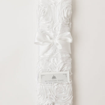 Rosettes White Cake Knife - Wedding, or Keepsake cake knife