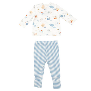 Angel Dear Cute Ocean Roll Over Cuff Pant Set