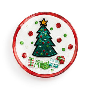 Christmas Tree Glass Round Plate
