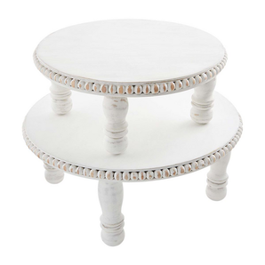 White Beaded Pedestal Tray