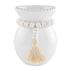 Tassel Beaded Ceramic Vase