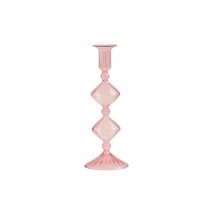 Pink Glass Taper Holder