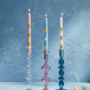 Pink Glass Taper Holder