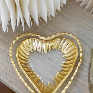 Gold Glass Heart Tidbit Tray